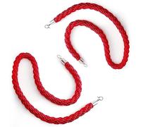 Corde de poteau, Séparateur de corde for barrière d'intérieur avec crochet argenté, rouge, for salle de cinéma, mariage, crèche, banque, 2 pièces(180cm/6ft)