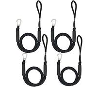 Corde de quai élastique avec crochet, corde d'amarrage noire pour bateau 4 pi 4 Pack & Noir