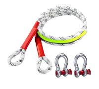 Corde de récupération cinétique de 5 m avec deux manilles en forme de U pour un rangement facile, jeu de corde de remorquage de voiture familiale (5 m) (blanc, 9 m 18 tonnes)