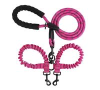 Corde de remorquage à double tête pour animal domestique - Réflexion deux nuits - Anti-enroulement - En nylon élastique - Fournitures - Rouge clair
