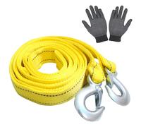 Corde de remorquage de 4 m, 5 tonnes, avec bandes réfléchissantes, 2 crochets en U et gants, pour voiture Heavy Duty