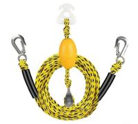 Corde de remorquage de bateau de 5,2 m pour tuyau, ski, wakeboard avec rotation à 360 degrés et anneau flottant pour éviter les hélices (jaune et noir)