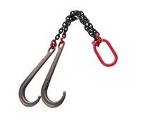 Corde de remorquage de Voiture d'obstacle, chaîne de remorquage de Transport, Crochet en J à Tige Longue, Crochet en J à Tige Longue, Crochets de remorque de Voiture en Panne(B,5T Chain+Double Hook)