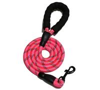 Corde de remorquage pour chien - Corde de remorquage réfléchissante pour chien - Chaîne ronde - Sangle de remorquage à la main - Rose - 1,5 m