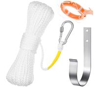 Corde de sauvetage 14,7 m : corde d'escalade robuste avec crochet et anneau de support pour bouée
