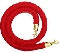 Corde de sécurité de 1,5 m avec Crochets, Corde de sécurité en Velours de 3 cm d'épaisseur pour fêtes et hôtels (Rouge)