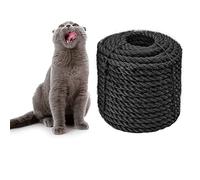 Corde de Sisal 6mm pour Grattoir et Poteau de Chat - DIY Meubles à Griffer, Arbre, Tapis à Gratter, Jouets pour Chaton - Noir 30m/98 pi