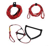 Corde de ski nautique de 23,6 m avec poignées de 38,1 cm et 6 poignées de 7,6 cm, conçue pour tuyau, comprend un sac de rangement pratique et des cordes d'arrimage (noir)