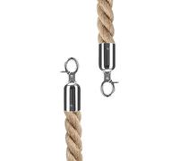 Corde de Stanchion, Corde de suspension torsadée, corde de file d'attente, corde de rideau suspendue lourde à 2 racines, barrière en corde de lin tissée(Silver Hooks,1.2m/4ft)