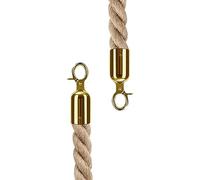Corde de Stanchion, Corde de suspension torsadée, corde de file d'attente, corde de rideau suspendue lourde à 2 racines, barrière en corde de lin tissée(Gold Hooks,4m/13ft)