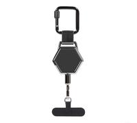 Corde de téléphone portable antivol rétractable avec bande , support sûr pour smartphone pour randonnée, escalade et pêche, matériau ABS robuste, compact, 19 x 6 x 2 cm, noir (1 pièce)