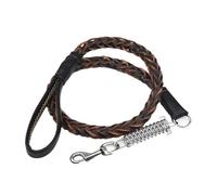 Corde de Traction for Grands Chiens, en Cuir tressé résistant avec Ressort Tampon(Black)