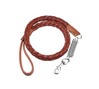 Corde de Traction for Grands Chiens, en Cuir tressé résistant avec Ressort Tampon(Brown)