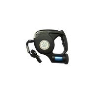 Corde de traction noir automatique lampe de poche led 3 en 1 et 4. 5m extensible rétractable laisse avec sacs à ordures pour chien