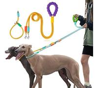 Corde de traction pour chien, 2,5 m, ceinture de traction pour animal de compagnie, double boucle avec collier, confortable, non serrée autour du cou, corde tressée pour chiens de moyenne et grande