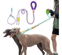 Corde de traction pour chien - 2 m - Double boucle avec collier - Confortable - Non serrée autour du cou - Corde tressée pour chiens de taille moyenne et grande - Violet