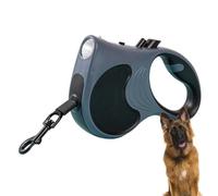 Corde de traction pour chien - Longue corde télescopique pour dressage de chien avec lampe de poche LED, laisse de dressage de 4,9 m, corde d'arrimage pour chien, frein à bouton et verrouillage, pour