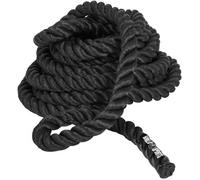 Gorilla Sports® Battle Rope - Longueur 15 m, Diamètre 38/50mm, Poignées Antidérapantes, en Nylon, Noir - Corde d'Entraînement, de Combat, Ondulatoire de Bataille, pour Sport, Fitness et Musculation