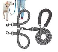 Corde d'entraînement pour chiens, corde d'entraînement pour chiens, Double traction du plomb Splitter, Élastique à amortissement de choc pour le plomb de chien réglable pour grand camping de randonnée