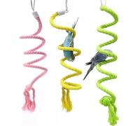 Corde d'escalade pour Perroquet, Jouet en Coton spiralé avec Fil d'acier, balançoire à mâcher pour Oiseaux, perchoir pour Cage, Jeu d'activité(Green)