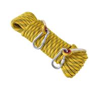 Corde d'escalade statique professionnelle - 12 mm de diamètre (15 m/30 m/60 m/120 m/200 m) avec deux mousquetons en acier pour le rappel et l'évasion d'urgence (jaune, 12 mm x 80 m)
