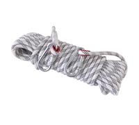 Corde d'escalade statique professionnelle - 12 mm de diamètre (15 m/30 m/60 m/120 m/200 m) avec deux mousquetons en acier pour le rappel et l'évasion d'urgence (blanc, 12 mm x 120 m)