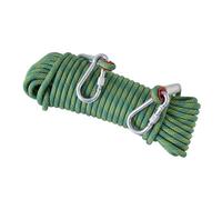 Corde d'escalade statique professionnelle - 12 mm de diamètre (15 m/30 m/60 m/120 m/200 m) avec deux mousquetons en acier pour le rappel et l'évasion d'urgence (vert, 12 mm x 40 m)