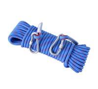 Corde d'escalade statique professionnelle - 12 mm de diamètre (15 m/30 m/60 m/120 m/200 m) avec deux mousquetons en acier pour le rappel et l'évasion d'urgence (bleu, 12 mm x 150 m)