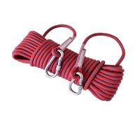 Corde d'escalade statique professionnelle - 12 mm de diamètre (15 m/30 m/60 m/120 m/200 m) avec deux mousquetons en acier pour le rappel et l'évasion d'urgence (rouge, 12 mm x 110 m)