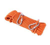 Corde d'escalade statique professionnelle - 12 mm de diamètre (15 m/30 m/60 m/120 m/200 m) avec deux mousquetons en acier pour le rappel et l'évasion d'urgence (orange, 12 mm x 50 m)