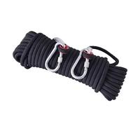 Corde d'escalade statique professionnelle - 12 mm de diamètre (15 m/30 m/60 m/120 m/200 m) avec deux mousquetons en acier pour le rappel et l'évasion d'urgence (noir, 12 mm x 120 m)