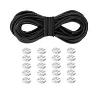 Corde Élastique 10 m, Tendeur Élastique en Caoutchouc 8 mm, avec 20 Manchons en Aluminium, Sandow Robuste pour Bâche, Remorque, Tente, Camping, Jardin et Extérieur