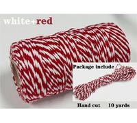 Corde En Coton Bicolore,Ficelle De Boulangers,Fil De Coton,Décoration D'intérieur,Bricolage Fait À La Main,Emballage Cadeau De Noël,2mm,10 Mètres - Type White-Red-2mm 10yards