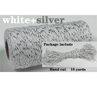 Corde En Coton Bicolore,Ficelle De Boulangers,Fil De Coton,Décoration D'intérieur,Bricolage Fait À La Main,Emballage Cadeau De Noël,2mm,10 Mètres - Type White-Silver-2mm 10yards