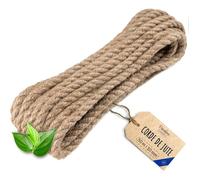 Creative Deco 50m Corde de Jute Epaisseur 10mm | Personnalisation Possible Tous Les 5m | Corde Solide et Durable | Torsadé en Fibres Naturelles | Bricolage, Balustrade, Jardin et Maison