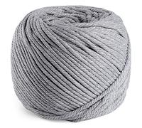 Corde en Macramé 4 mm x 100 m, 100% Naturel Fil de Coton pour Tentures Murales, Cintres, Bricolage, Décorations pour La Maison (Gris Clair)