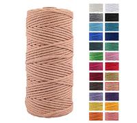 Corde en Macramé, JeogYong en Fil de Coton Naturel épais,Corde en Macramé à 4 Plis pour Tentures Murales,Cintres,Bricolage,Décorations pour La Maison, Emballage Cadeau 3mm x 109 Yards (Rouge Brique)