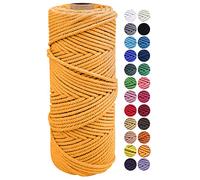 Corde en Macramé, JeogYong Fil de Coton Naturel épais, Corde Macramé à 3 brins pour Tentures Murale, Cintres, Bricolage, Décorations pour La Maison, Emballage Cadeau 2mm x 100m (Doré)