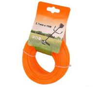 Corde en nylon pour débroussailleuse 15 m x 2,7 mm de diamètre conçue pour plus de résistance et de flexibilité dans un usage résidentiel et commercial léger (orange rond)