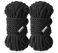 Corde en soie longue et douce pour la peau, durable, 10 m/8 mm, multi-usage, longue corde torsadée tressée en satin (noir)