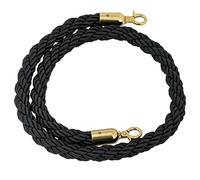 Corde en velours, barrière en corde de chanvre tressée pour séparer les chandeliers, barrière de sécurité contre les rayures, cordage de chanvre torsadé (noir, 2,2 m/7,2ft/86,6 pouces)