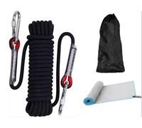 Corde Escalade 10M,D10mm,Nylon Corde Statique av2 Mousquetons,Longe ferrata