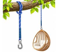 Corde Fixation Balançoire 60 cm Bleue Mousqueton INOX Jusqu’à 200 kg | Corde polyester tressée 50 cm pour arbre poutre hamac fauteuil suspendu et espaces intérieurs ou extérieurs adaptés
