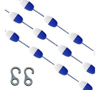 Corde flottante de séparation de piscine haute visibilité - 2,4 m à 61 m pour pistes de natation avec 2 crochets pour eaux peu profondes et profondes (80 m)