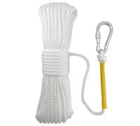 Corde flottante d'extérieur avec crochet à ressort - Ligne de sécurité en polypropylène pour l'escalade, le camping, la randonnée - Corde d'ancrage creuse polyvalente (blanc)