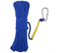 Corde flottante d'extérieur avec crochet à ressort - Ligne de sécurité en polypropylène pour l'escalade, le camping, la randonnée - Corde d'ancrage creuse polyvalente (bleu)