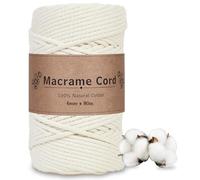 Corde Macramé 6mm Beige - Bobine de 80m en Coton Naturel pour Art Textile & Installation - Matériau pour Structure Macramé, Sculpture Murale, Déco Commerciale et Œuvre d'art Bohème