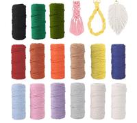 Corde Macrame Couleur, 30m x 2mm Kit Macramé, Corde Macramé Fil de Coton Naturel Ficelle Macramé Cordon,Cordon en Coton macramé Doux pour Tressée, DIY Artisanat, Tapisserie, Décoration (15PCS-2mmx30m)