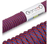 Corde paracorde 550 30 m 4mm Nylon Polyester Bicolore Rouge Bleu, 7 brins de Noyau, résistance 250 kg, pour Bracelet, Collier Chien, Laisse, tressage Noeuds Bricolage