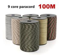 Corde paracorde à 9 cœurs, Standard militaire 100/50M 550, 4mm, cordon de Parachute extérieur, parapluie de survie, tente, lanière, corde à linge 9C Camouflage